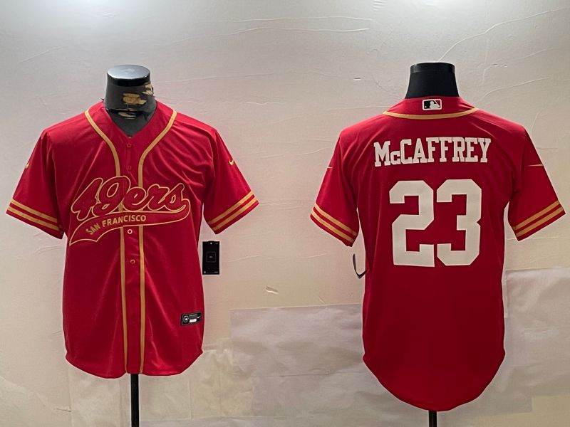 Men San Francisco 49ers #23 Mccaffrey Red Joint Name 2024 Nike Limited NFL Jersey style 1209